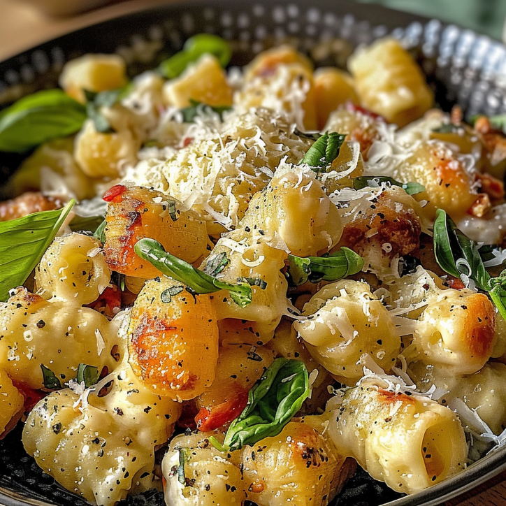 gnocchi-gemüse-pfanne mit frischkäse ein