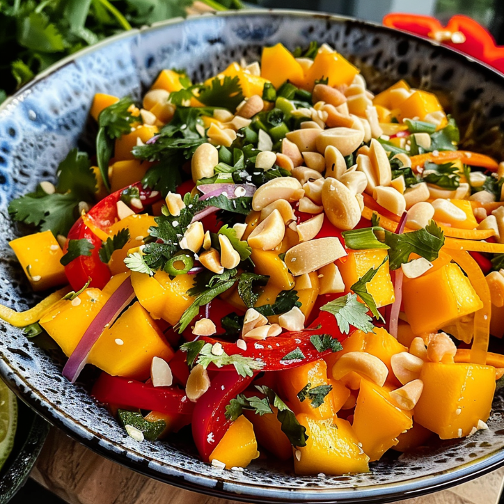 thailändischer mangosalat mit hähnchen