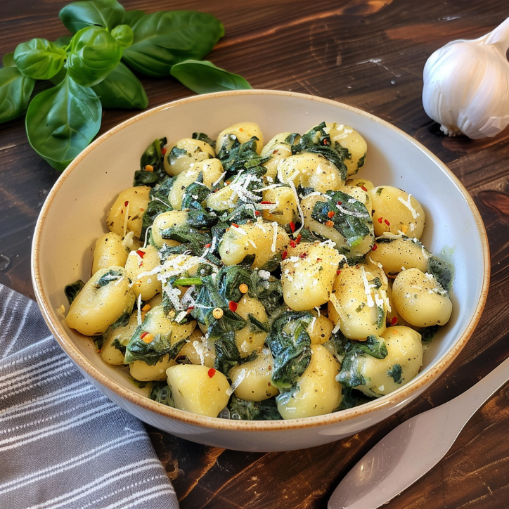 cremige spinat gnocchi aus