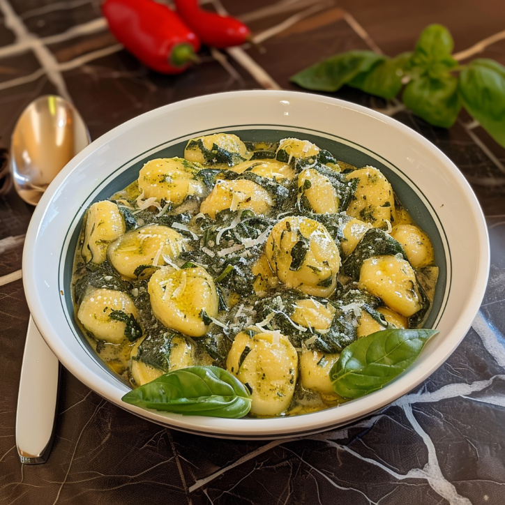cremige spinat gnocchi aus