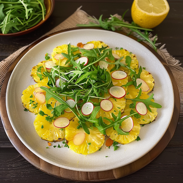 Ananas Carpaccio mit Rucola Dressing – fruchtige Vorspeise