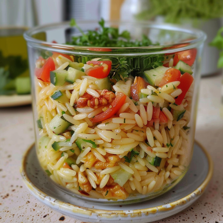 Sałatka z makaronem orzo i kurczakiem – orzeźwiający przepis