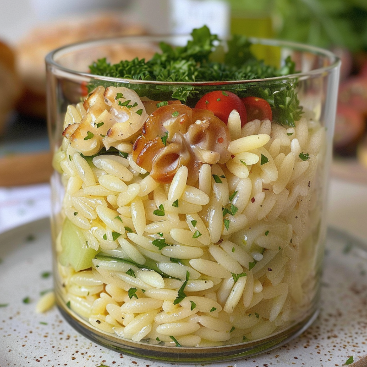 sałatka z makaronem orzo i kurczakiem