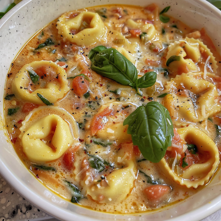 zupa z tortellini i szpinakiem