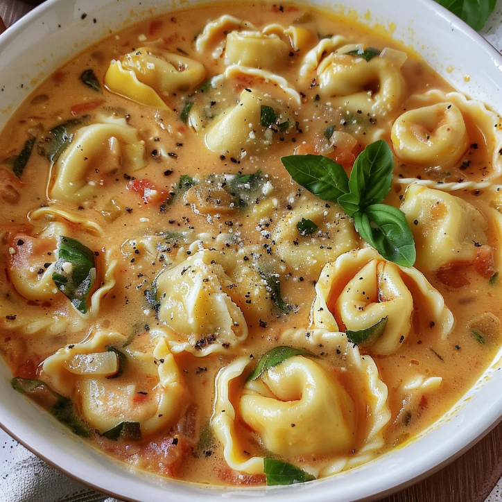 zupa z tortellini i szpinakiem