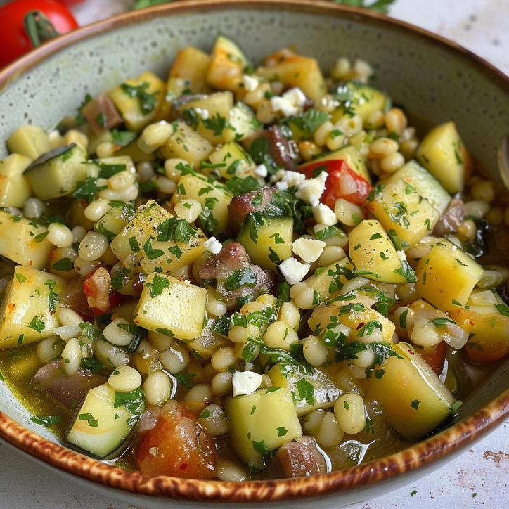 sałatka z kuskusem perłowym i bobem