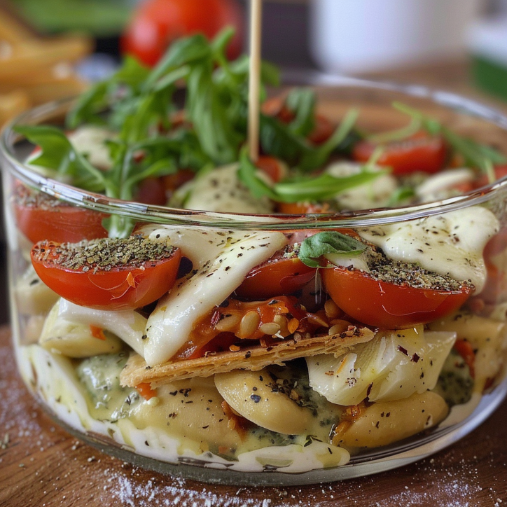 Sałatka makaronowa z kurczakiem i mozzarellą – idealna do pracy