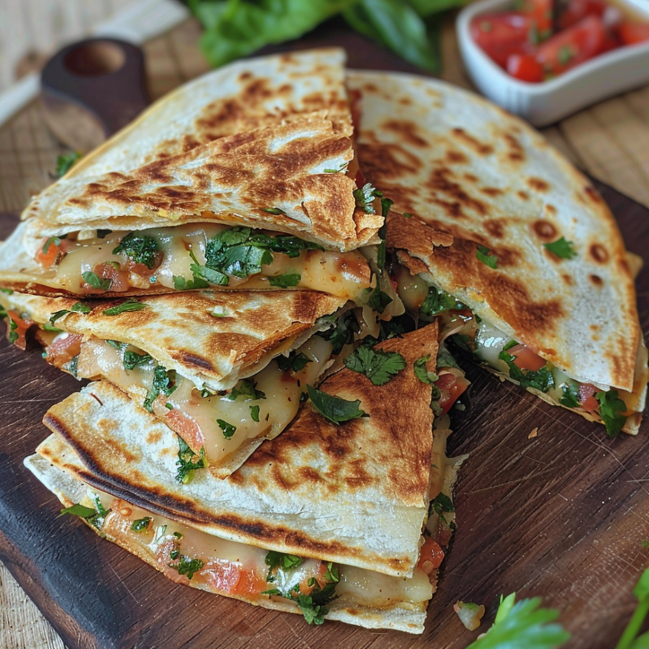 quesadilla z łososiem i szpinakiem