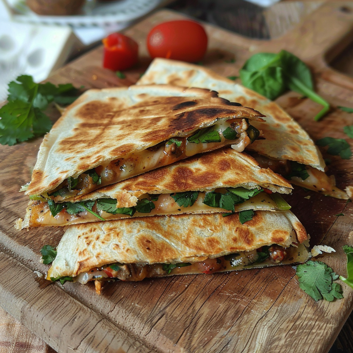 quesadilla z łososiem i szpinakiem
