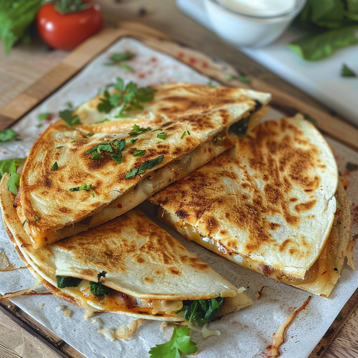 quesadilla z łososiem i szpinakiem